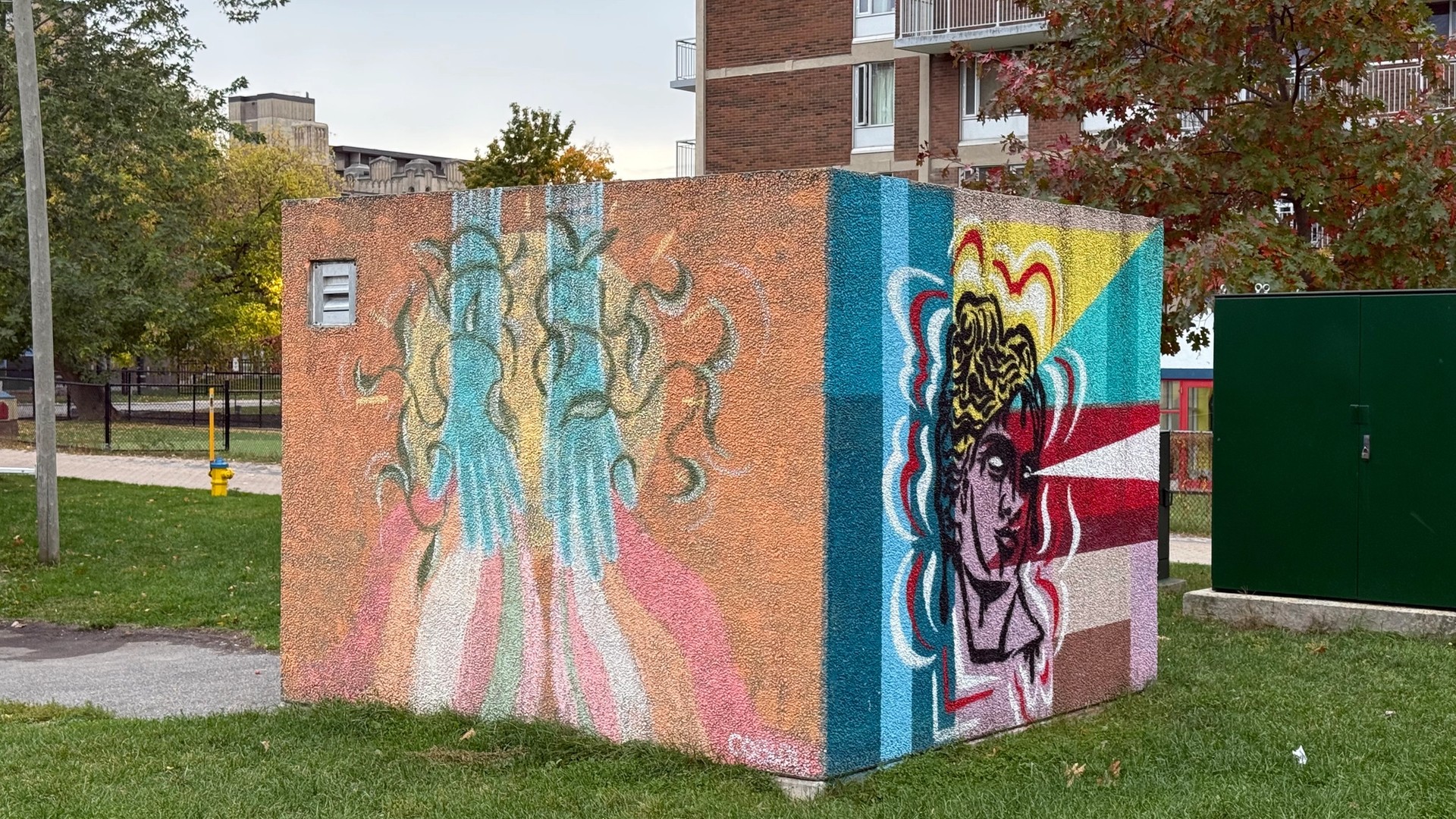 Cubes artistiques de Basse-ville mural in Lowertown by Coblou