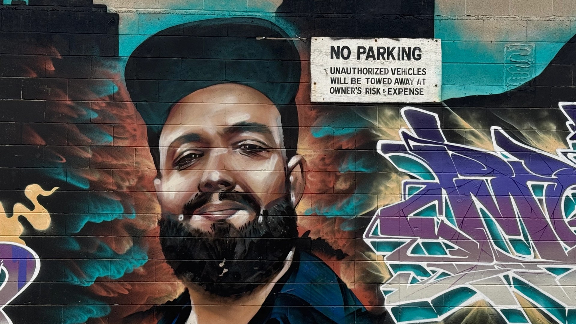 Memorial mural of Bender (Alexander Buchanan) in Ottawa, painted by The Higher Ups. The street art portrait honors the King of the Dot champion and Flight Distance rapper.