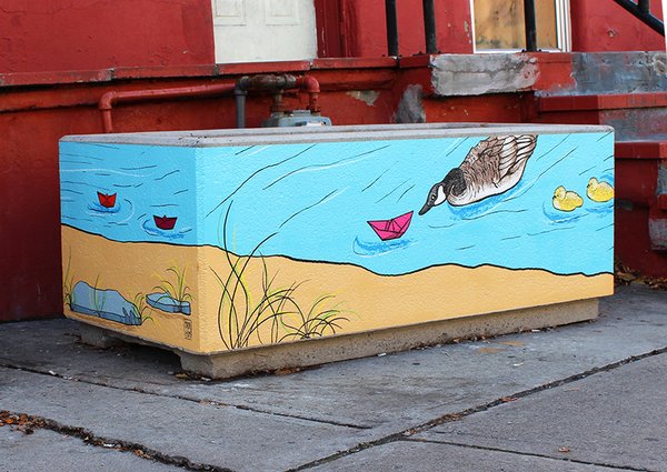 Decorative street planters by Maya Hum along Somerset Street West, Chinatown Ottawa