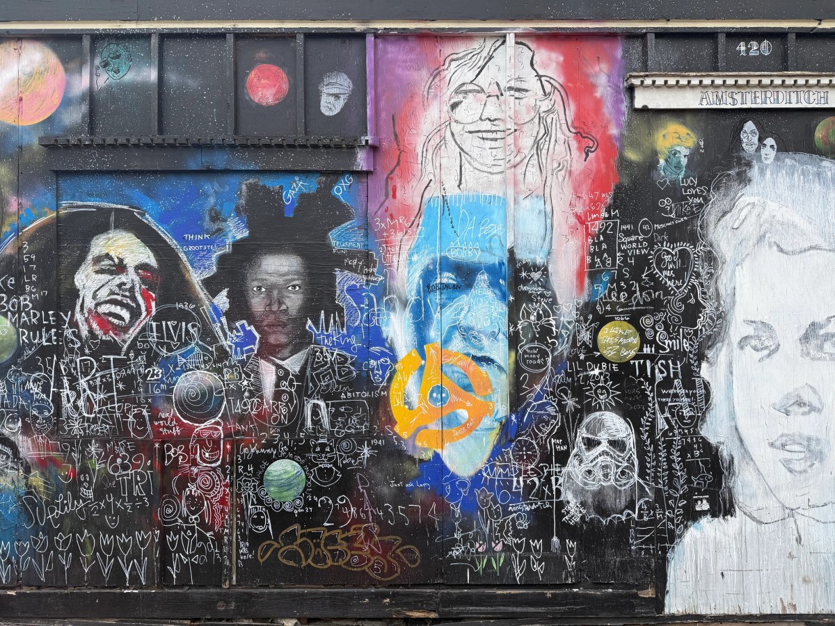 Hidden street art in The Glebe featuring a Basquiat-style mashup of a Storm Trooper and abstract figures