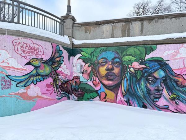 Mural artwork by Jimmy Baptiste - Street art in Byward Market, Ottawa, Ontario