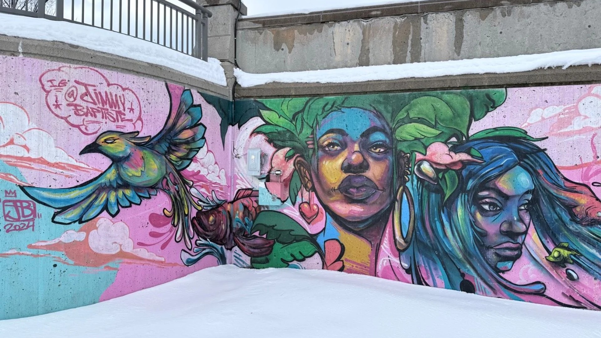 Mural artwork by Jimmy Baptiste - Street art in Byward Market, Ottawa, Ontario