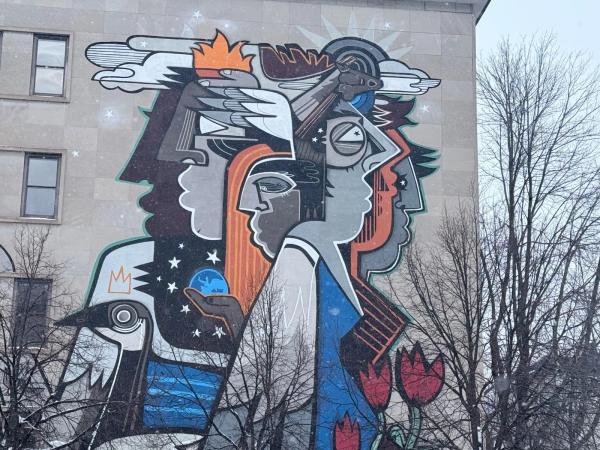 Simard Hall Mural by Fathima Mohiuddin - Street art mural in Byward Market, Ottawa, Ontario