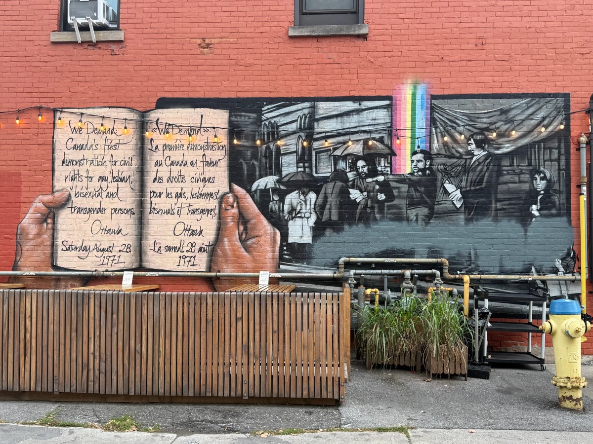 The We Demand mural at Bank and Gilmour, celebrating the legacy of Canada's first major queer civil rights protest