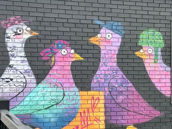 Pigeon People by Stephany Victorine, Drippin Soul and Martin Freundorfer - Mural in Hintonburg, Ottawa, Ontario
