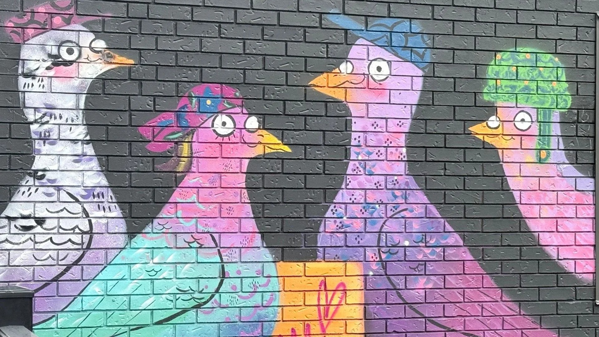 Pigeon People by Stephany Victorine, Drippin Soul and Martin Freundorfer - Mural in Hintonburg, Ottawa, Ontario