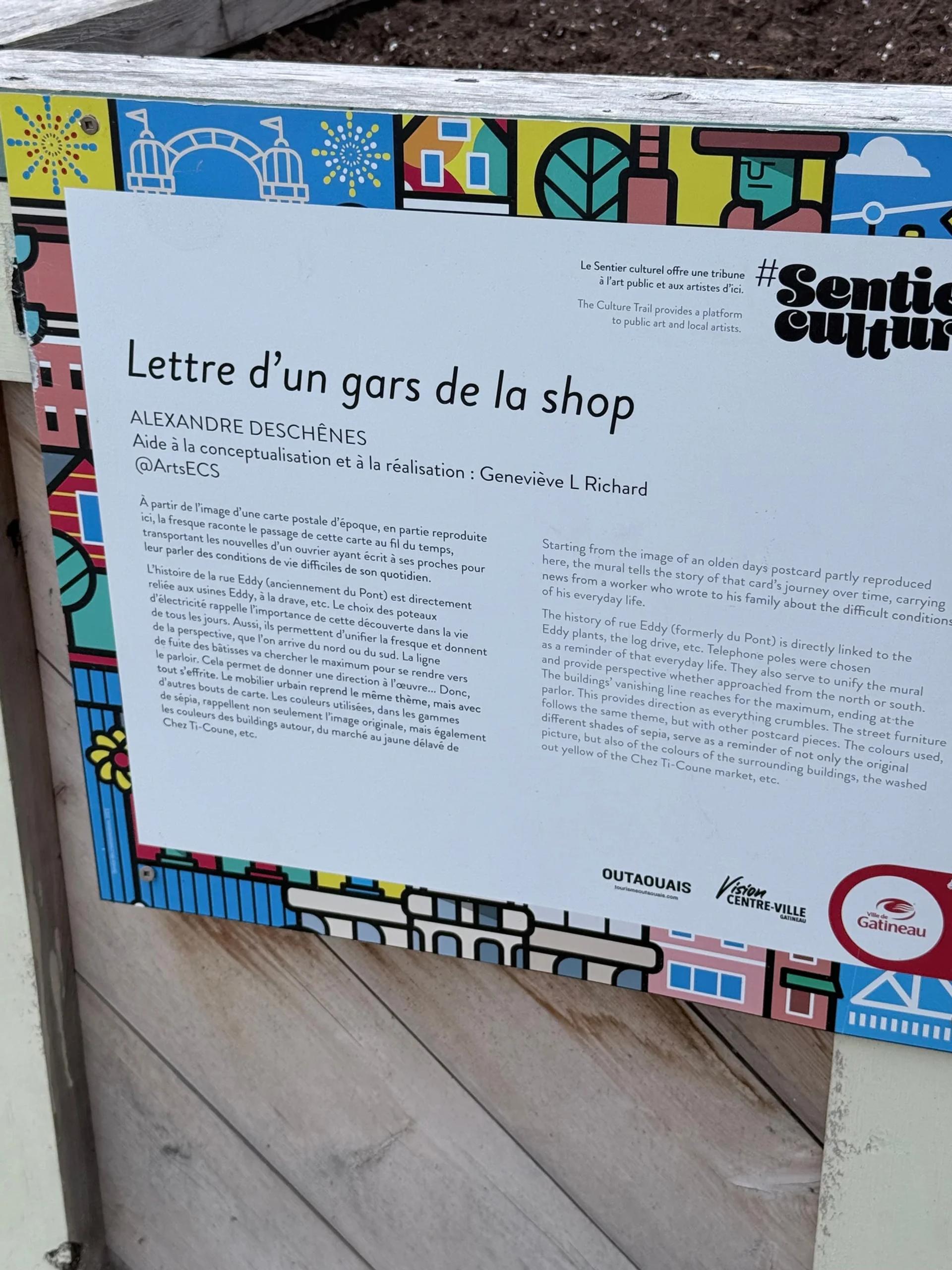 Lettre d'un gars de la shop by Alexander Deschênes - Street art mural in Hull, Ottawa, Ontario
