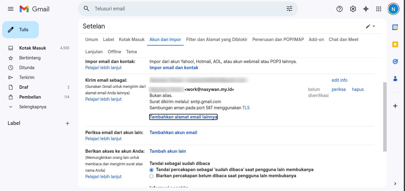 Tampilan settings gmail