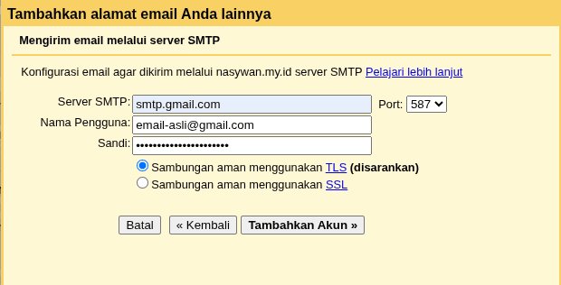 Pengaturan SMTP Gmail