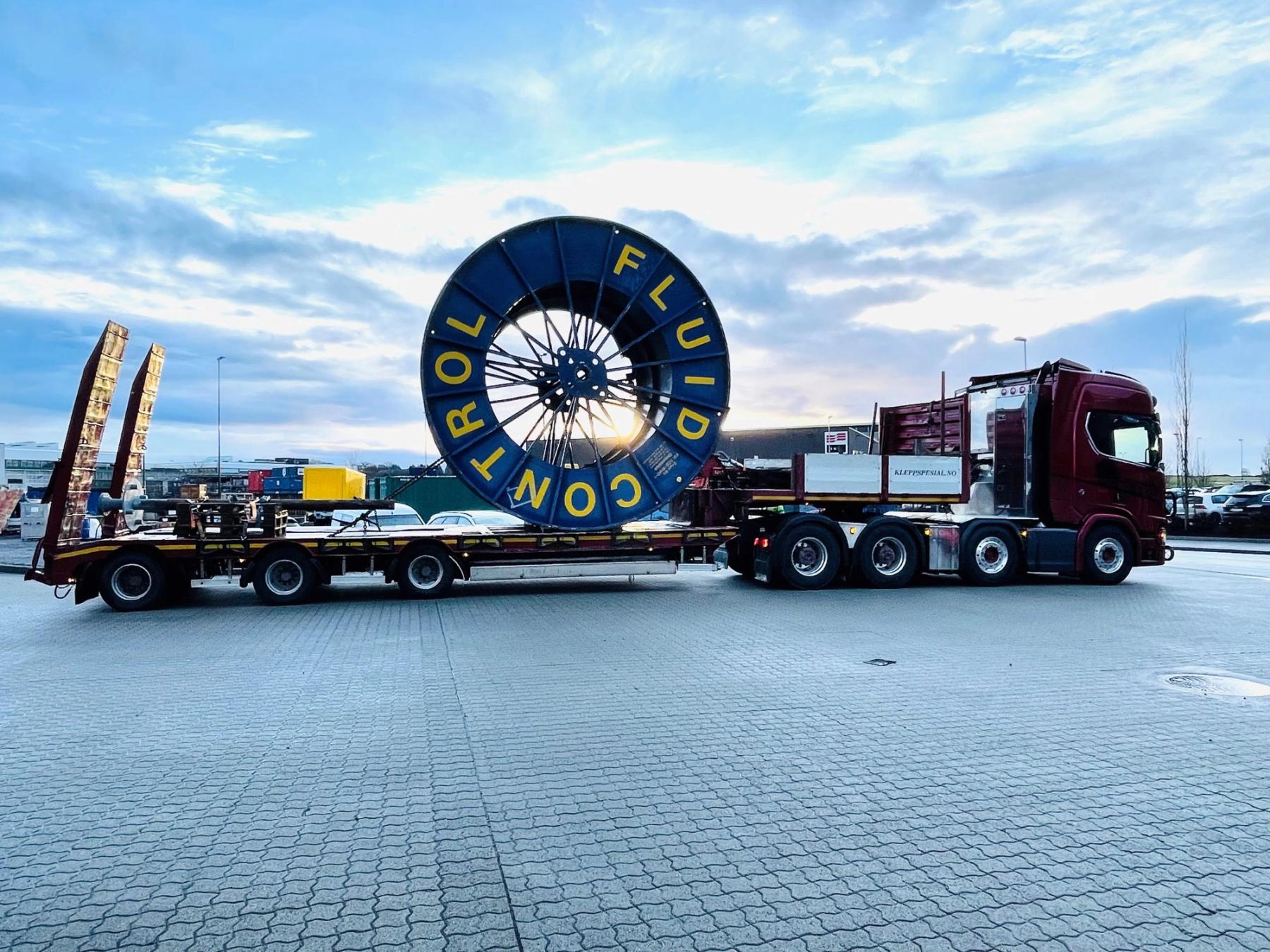 FCS hose drum loaded for transport to Baku