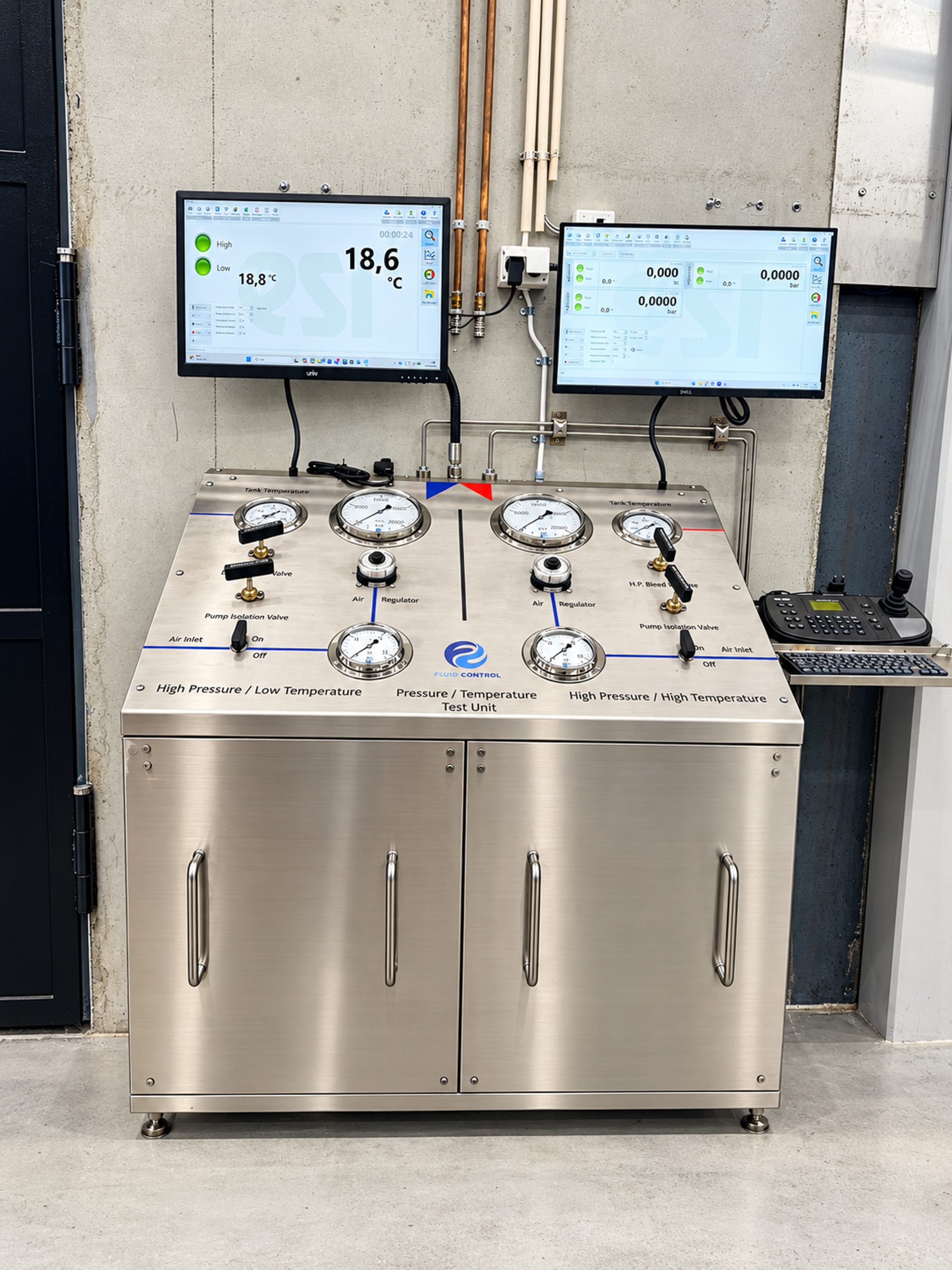 The pressure and temperature test unit in the FCS Lab