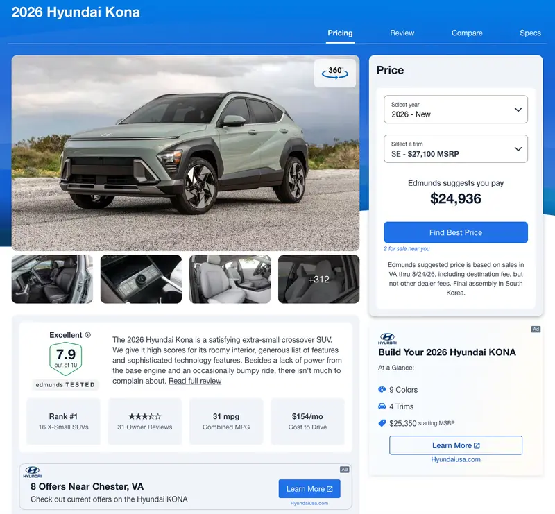 Edmunds research page and process