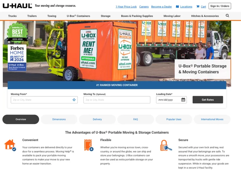 U-Haul U-Box best moving truck rental company