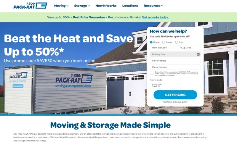 1-800-Pack-Rat best moving truck rental company