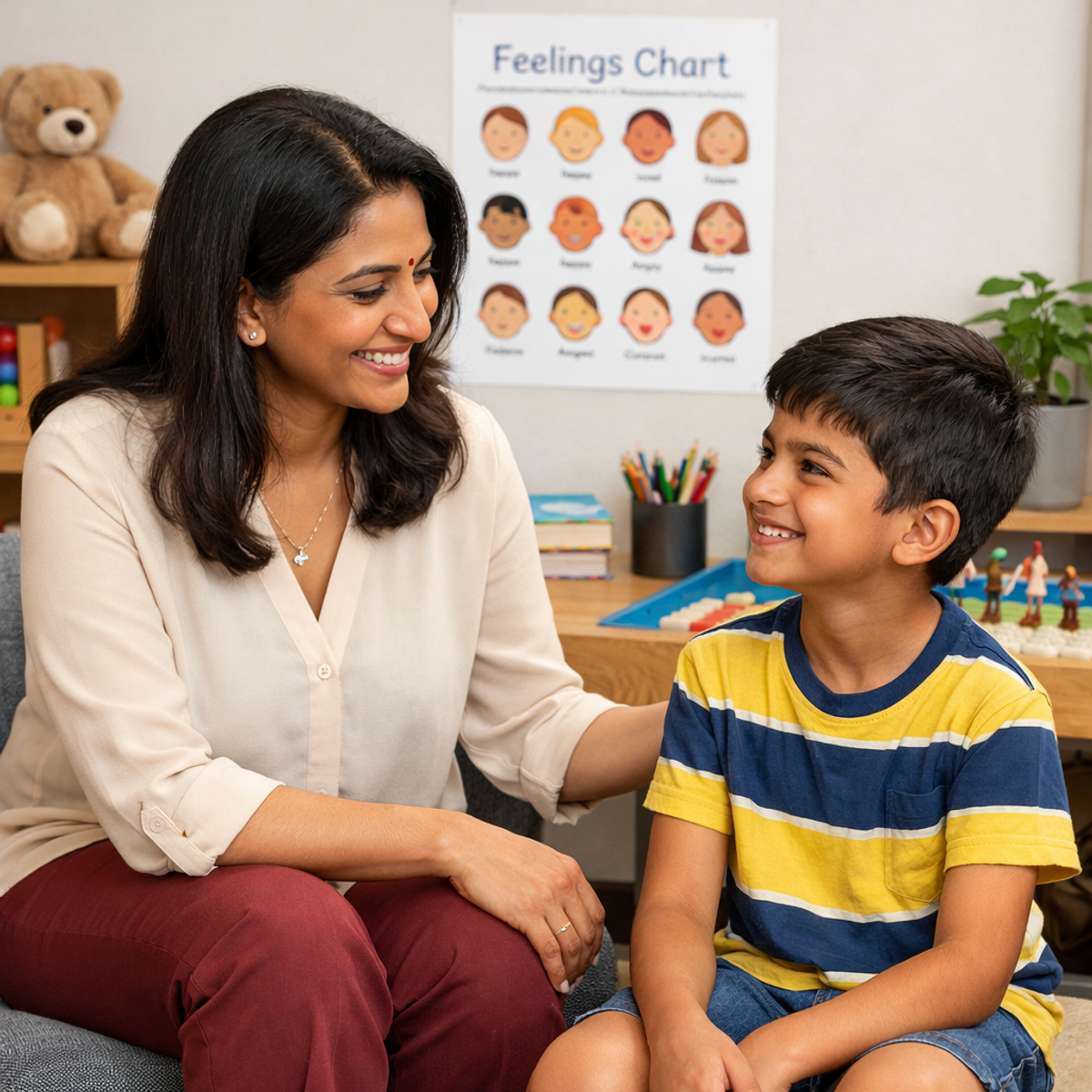 child improving learning with therapist support intervention success