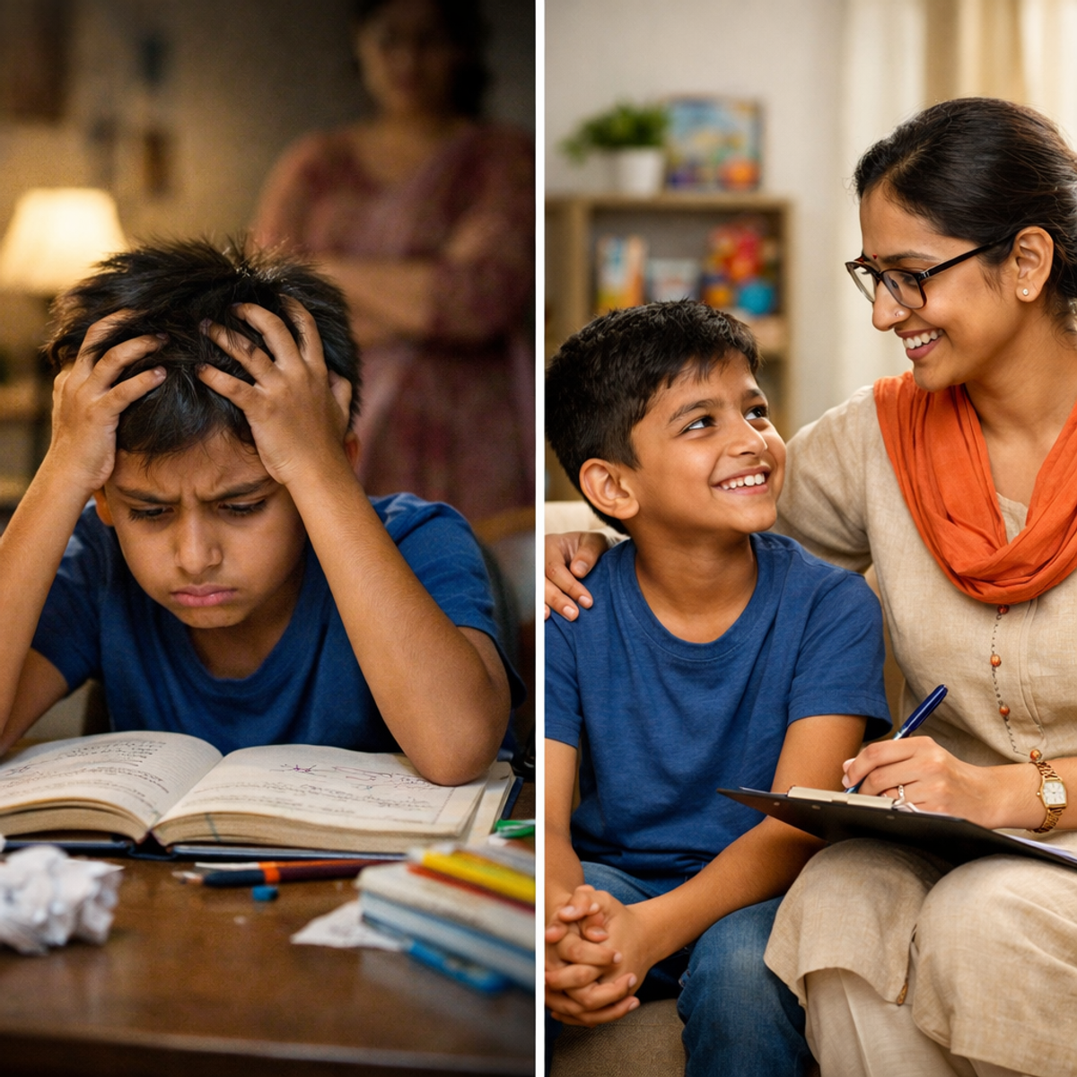 child improving learning with therapist support intervention success