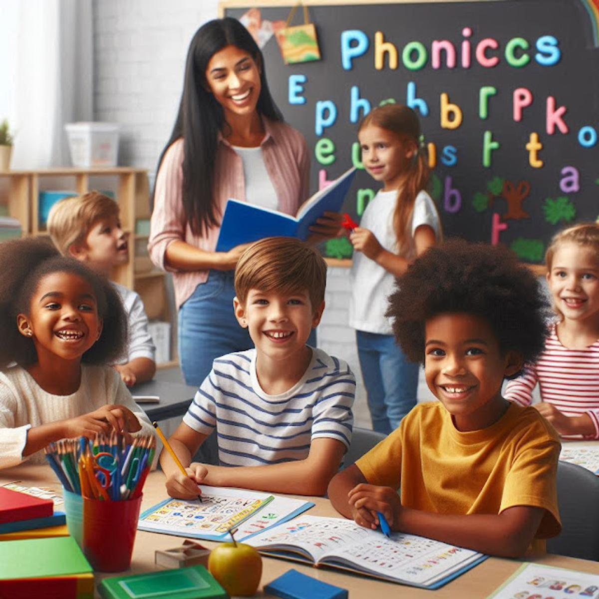 Teacher Teaching Phonics in a classroom