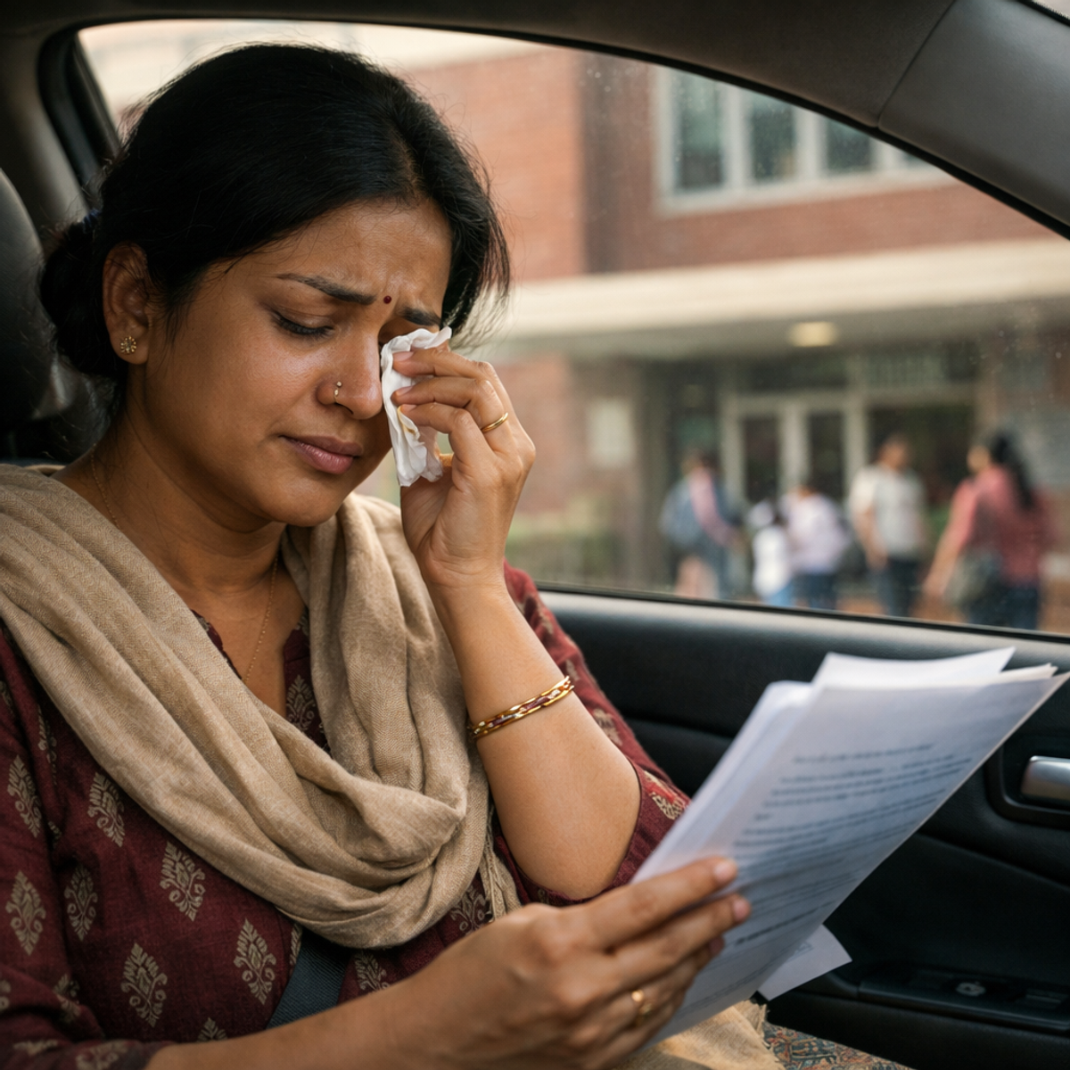 Parent feeling emotional while reading school-related document about child’s learning challenges