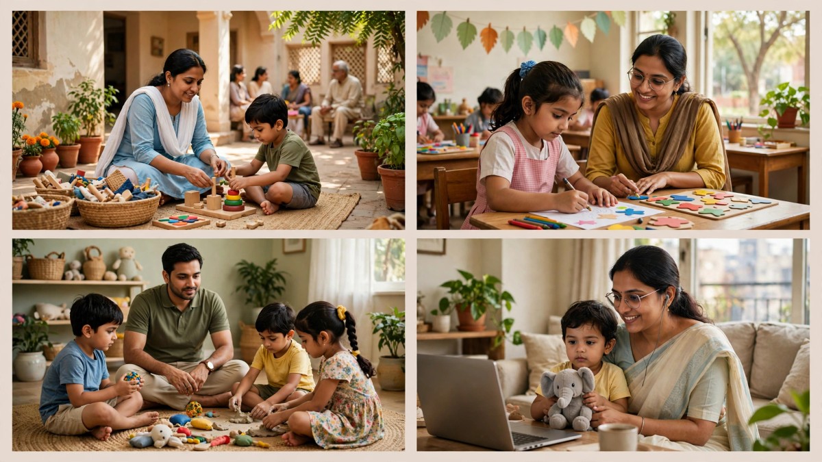 Indian children and families accessing community services, school support, group therapy, and telehealth options