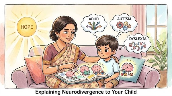 A calm and composed mother talking to her child