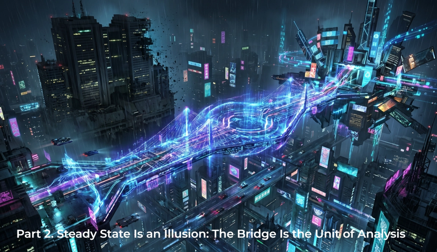 Steady State Is an Illusion: The Bridge Is the Unit of Analysis