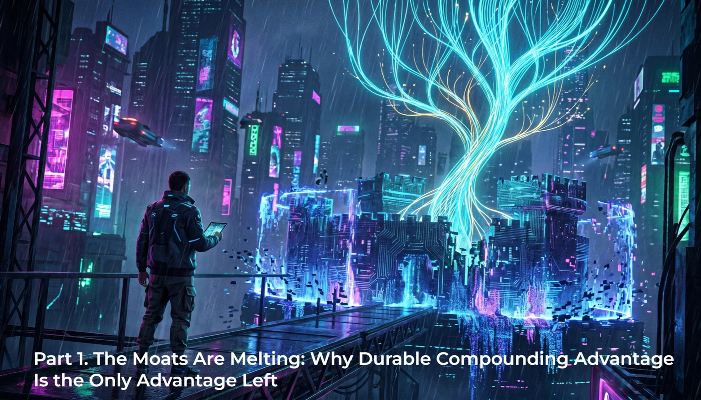 The Moats Are Melting: Why Durable Compounding Advantage Is the Only Advantage Left