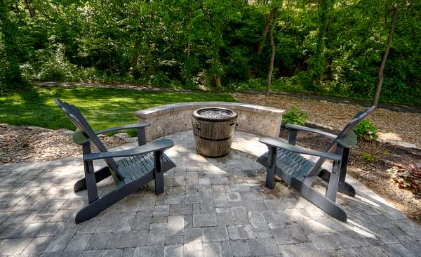 Paver patio with circular fire pit & outdoor seating