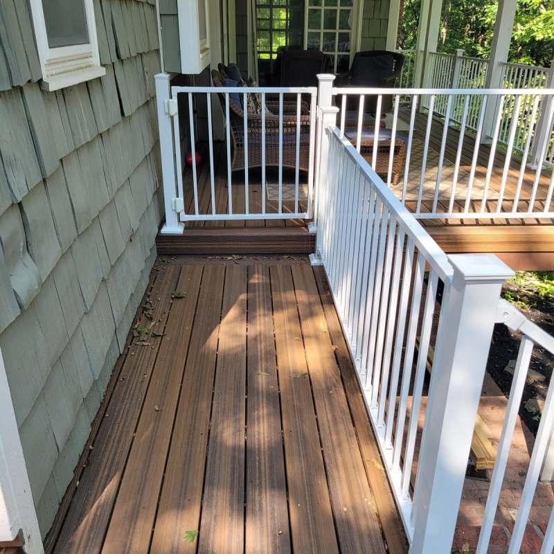 The new rail & gate at the deck landing