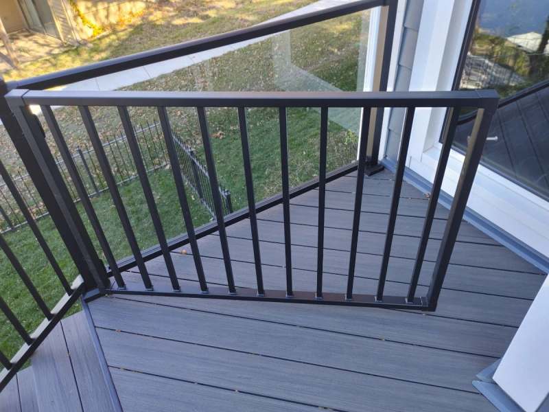 The upper deck with black aluminum rails & composite boards