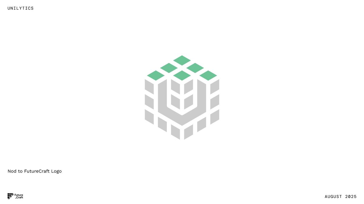 Concept B study: the cube in grey with the top face in green, a nod to the pixel-built FutureCraft logo.
