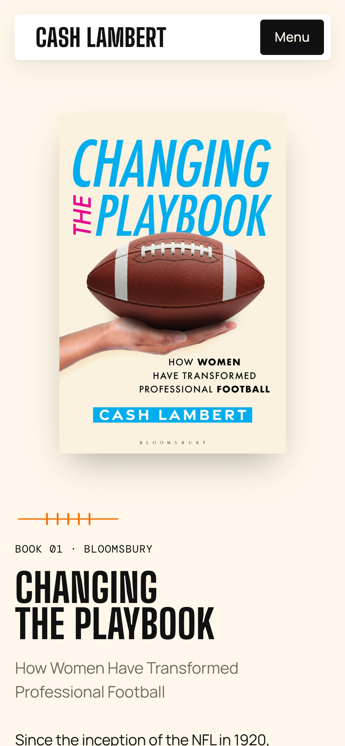 The Changing the Playbook book page on a phone, with the cover above the title.