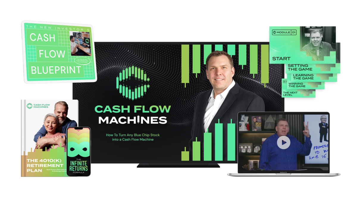 Cash Flow Machines product suite: course video, Cash Flow Blueprint and retirement plan guides