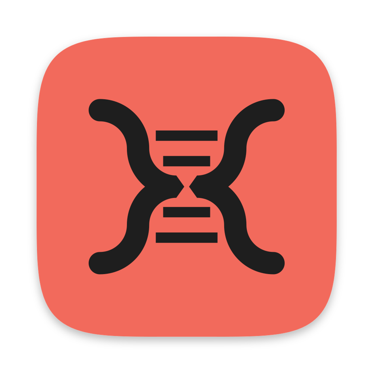 Amplicon app icon: the INMYDNA braces helix in ink on a reef-coloured rounded square
