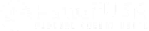HawaiiUSA Federal Credit Union white logo with radiating fan emblem
