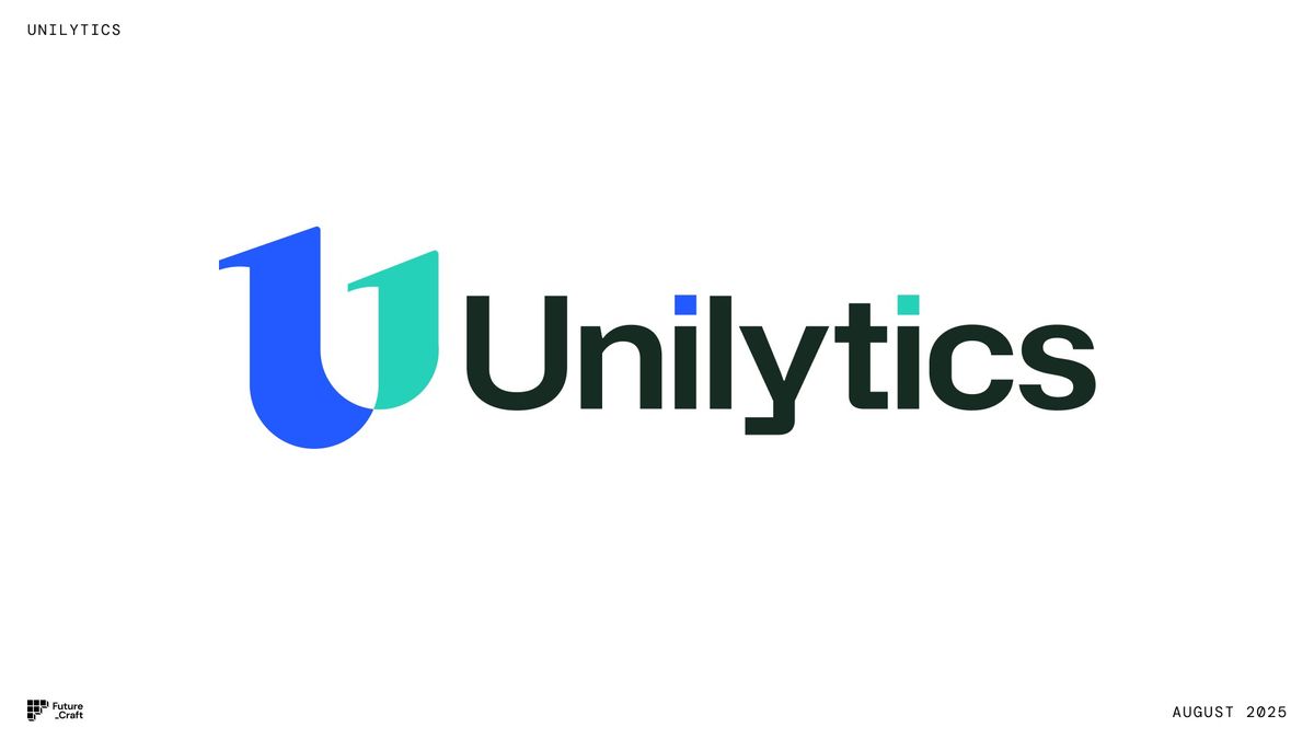 Concept A lockup: the two-tone U beside the Unilytics wordmark.