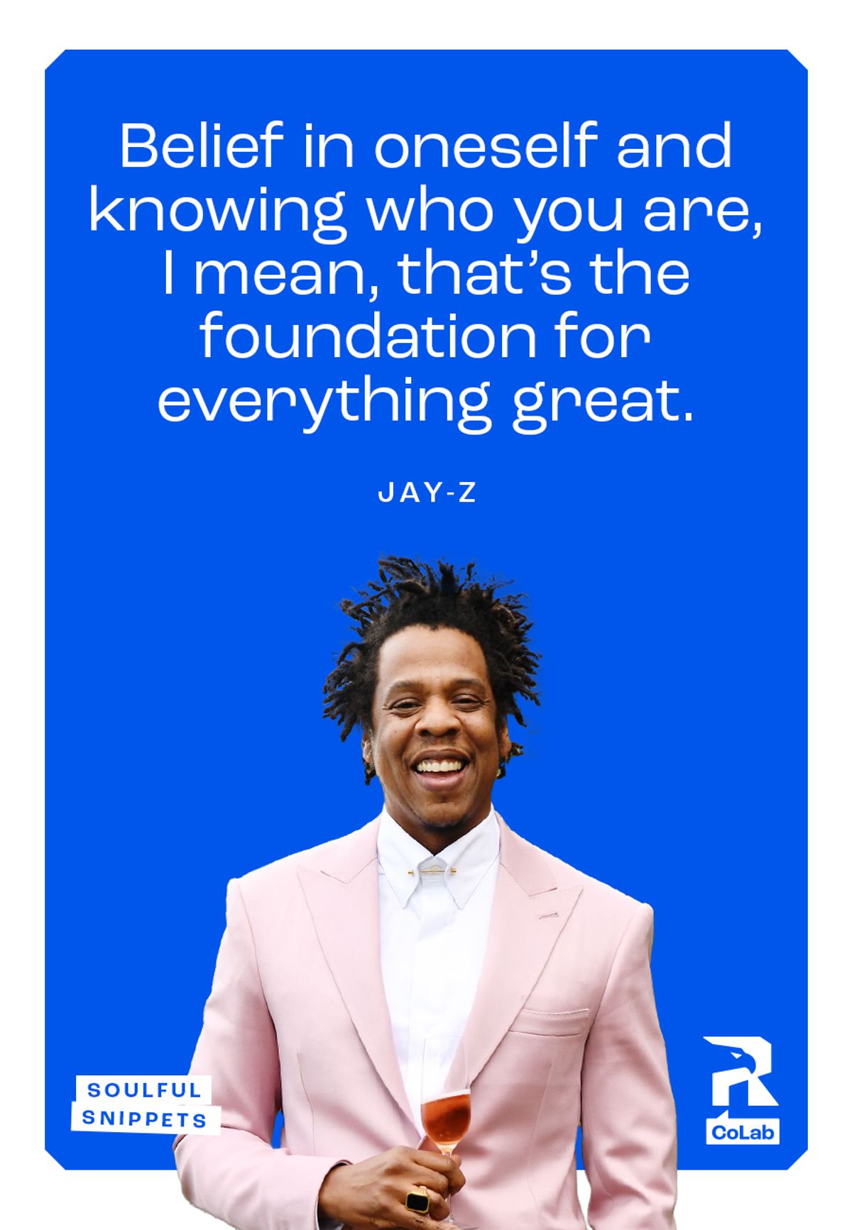Real Freedom Soulful Snippets social graphic with Jay-Z quote on blue