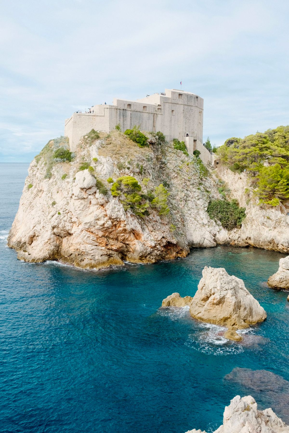 Fort Lovrijenac perched on a seaside cliff outside Dubrovnik's walls