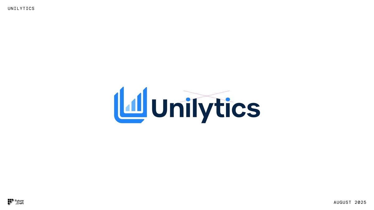 Concept C lockup: the bar-chart U beside the Unilytics wordmark in blue.