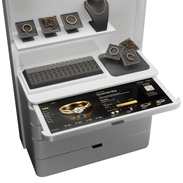Interactive service counter — white finish