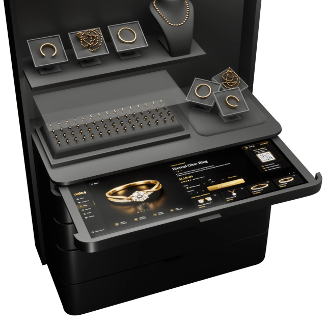 Interactive service counter — black finish