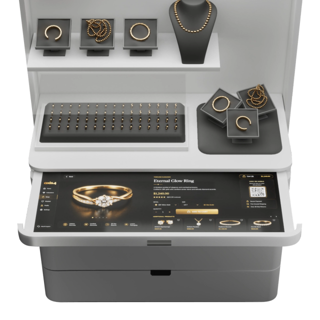 Interactive service counter — white finish