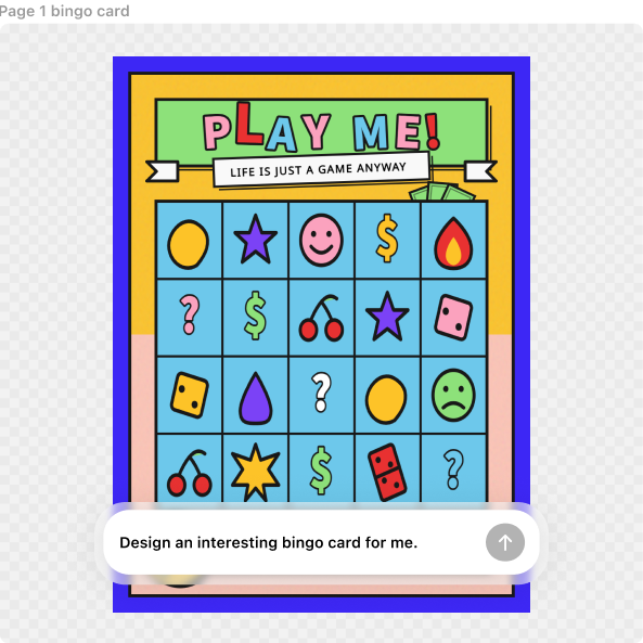 A person holding a custom printed bingo card at an event
