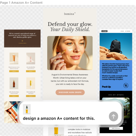 Interface showing an editable Amazon A+ content template being customized