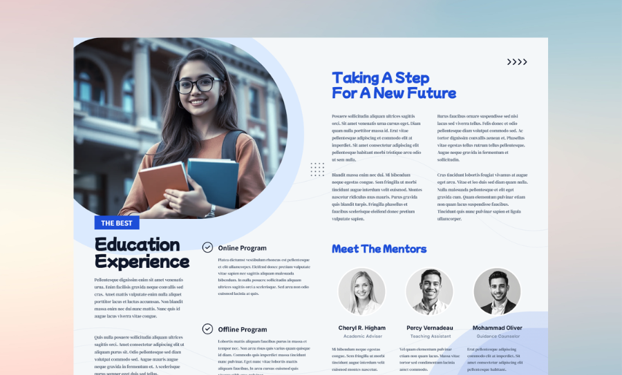 Design booklet with professional layout on a clean desk