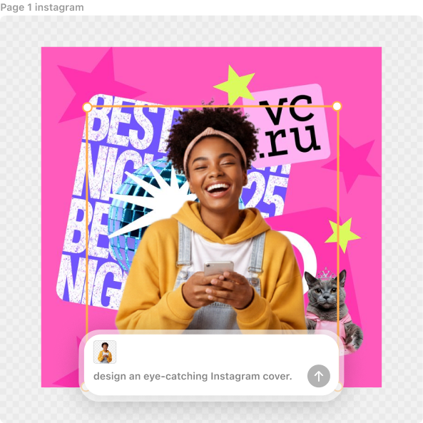 A clean workspace showing a laptop screen with the Veeso AI interface generating colorful Instagram posts