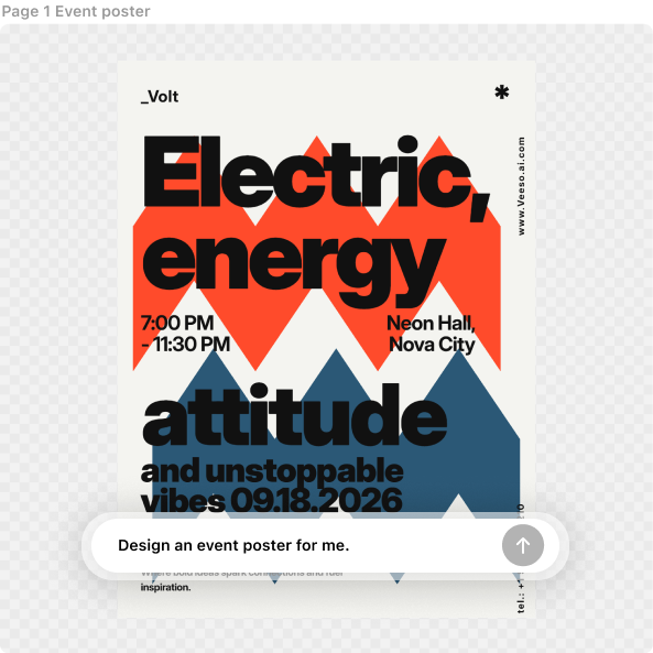 Laptop screen showing an event poster design interface with color palettes