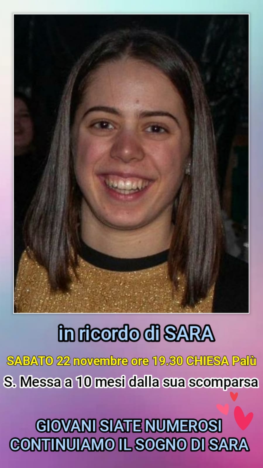S. Messa 10° mese in ricordo di Sara
