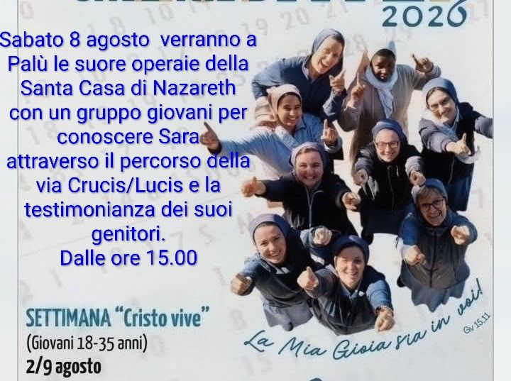 Le suore Operaie con un gruppo di Giovani per conoscere Sara sul percorso della Via Crucis e Lucis