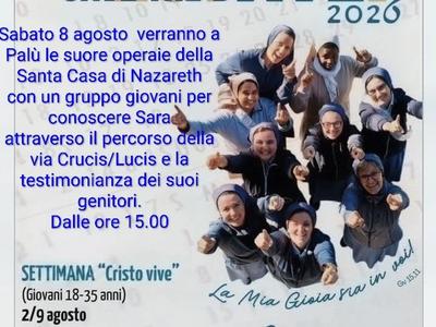 Le suore Operaie con un gruppo di Giovani per conoscere Sara sul percorso della Via Crucis e Lucis