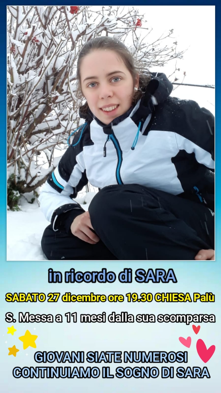 S. Messa 11° mese in ricordo di Sara